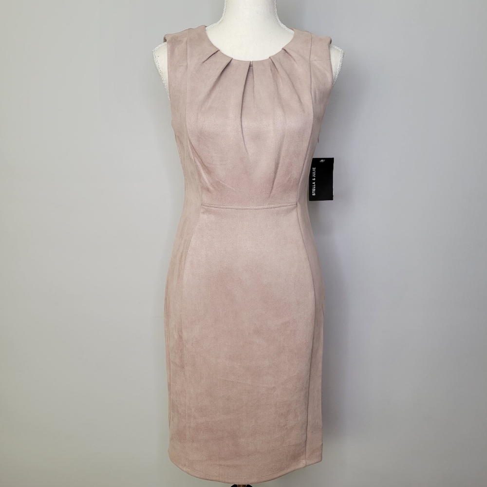 Stella & Julie Blush Pink Faux Suede Sheath Dress Size 6 New With Tags